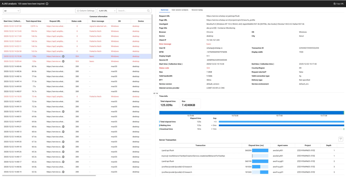 Browser AJAX analysis