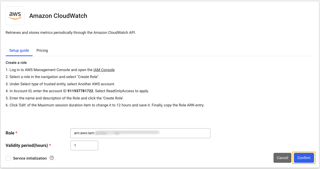 Amazon Cloudwatch - role