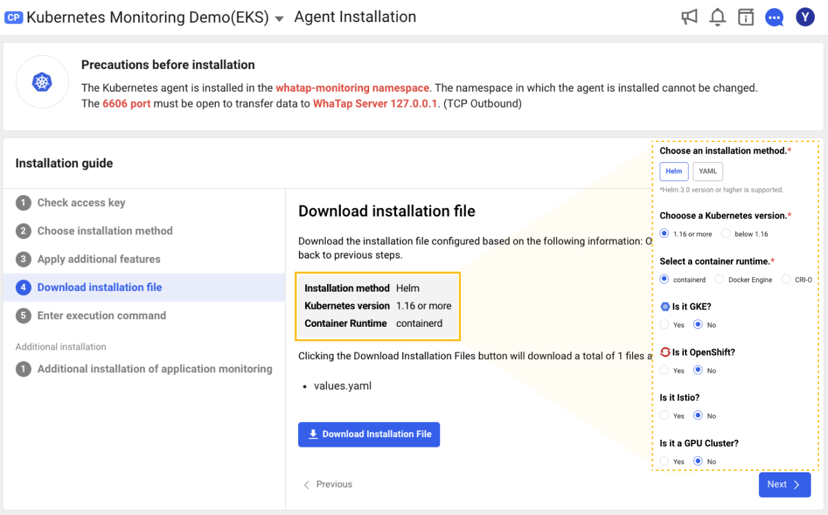 Install file download branching example