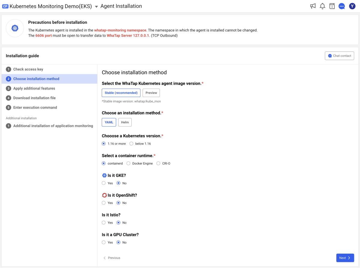 Select installation method