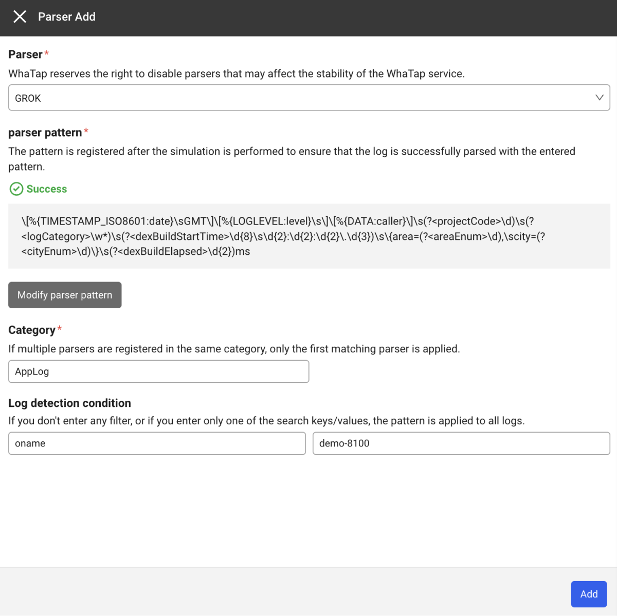 GROK parser input