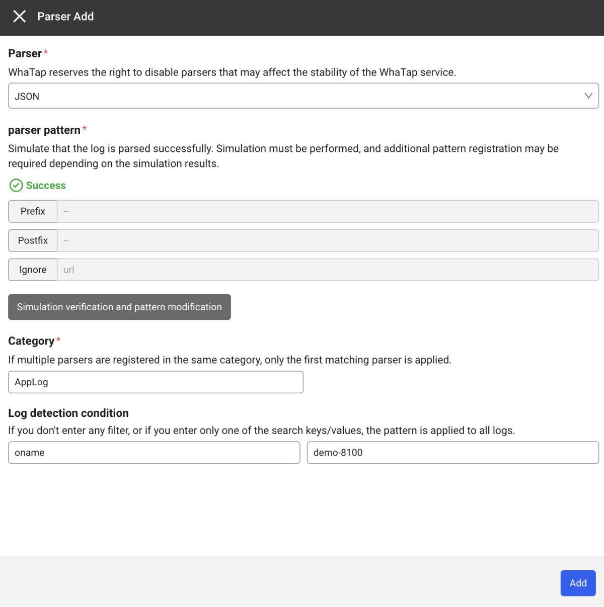 Json parser input