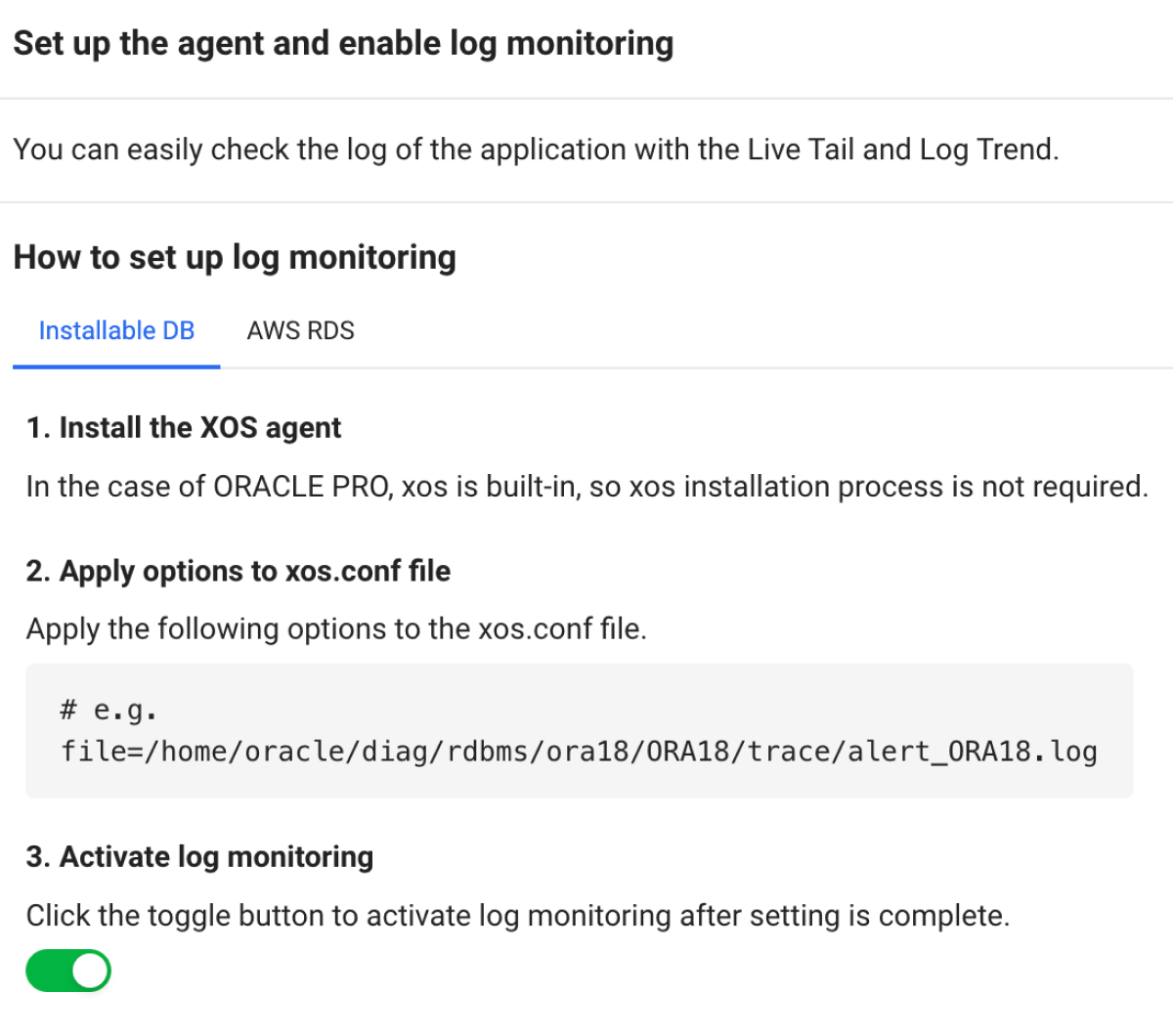 Start Log Monitoring