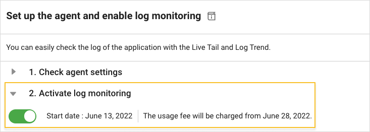 Starting the log monitoring