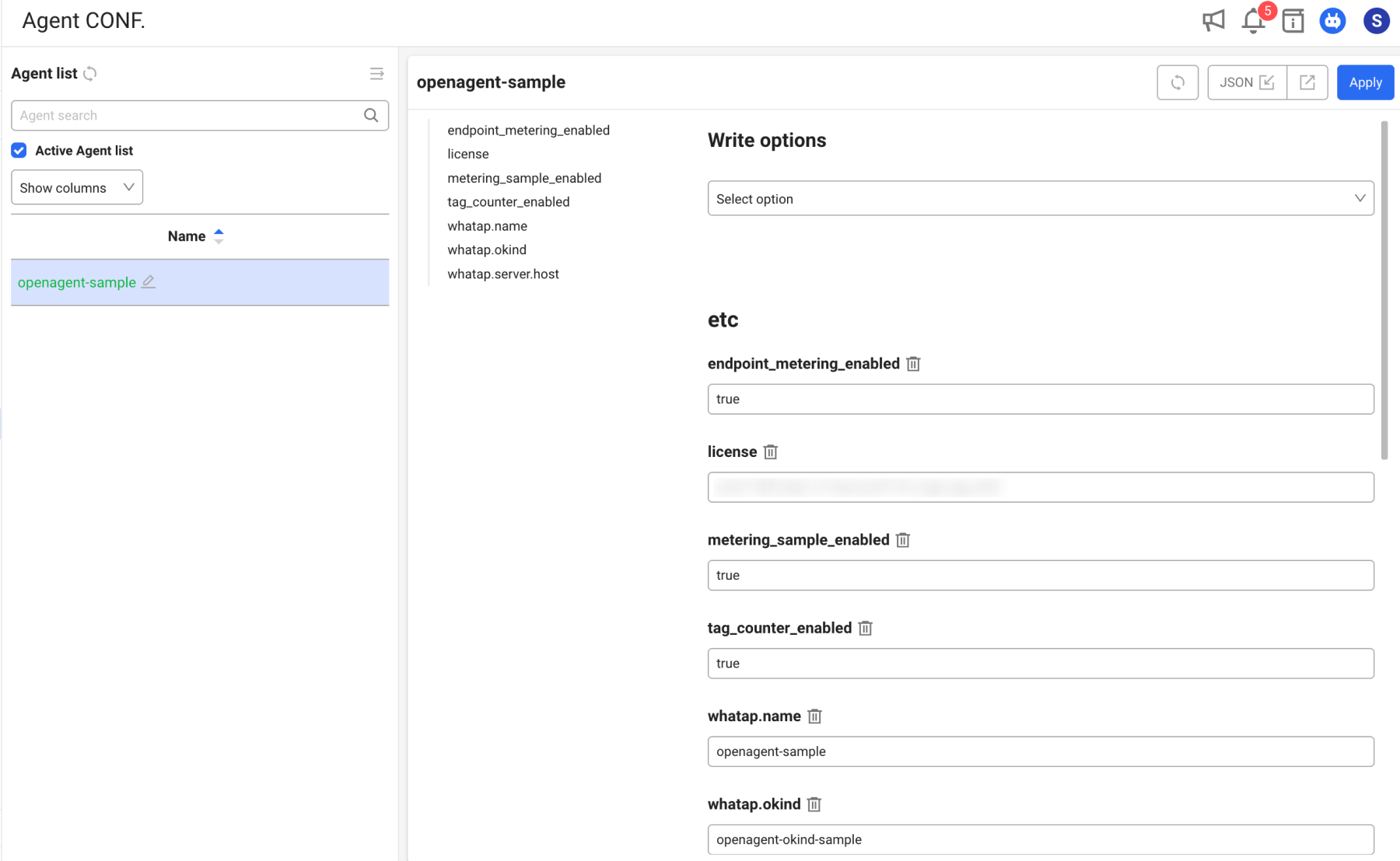 openagent add options