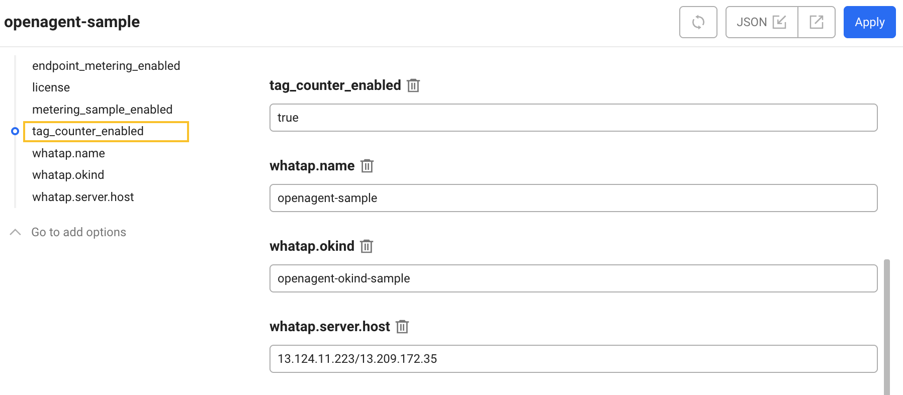 openagent modify or delete options