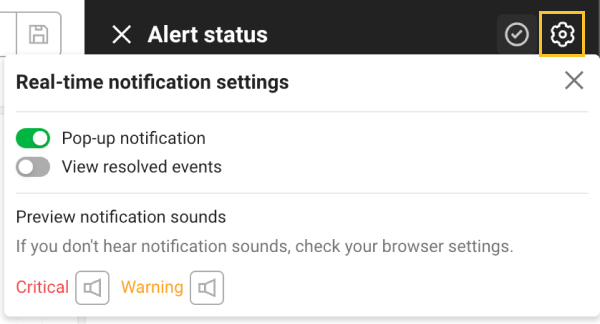 Real-time notification settings