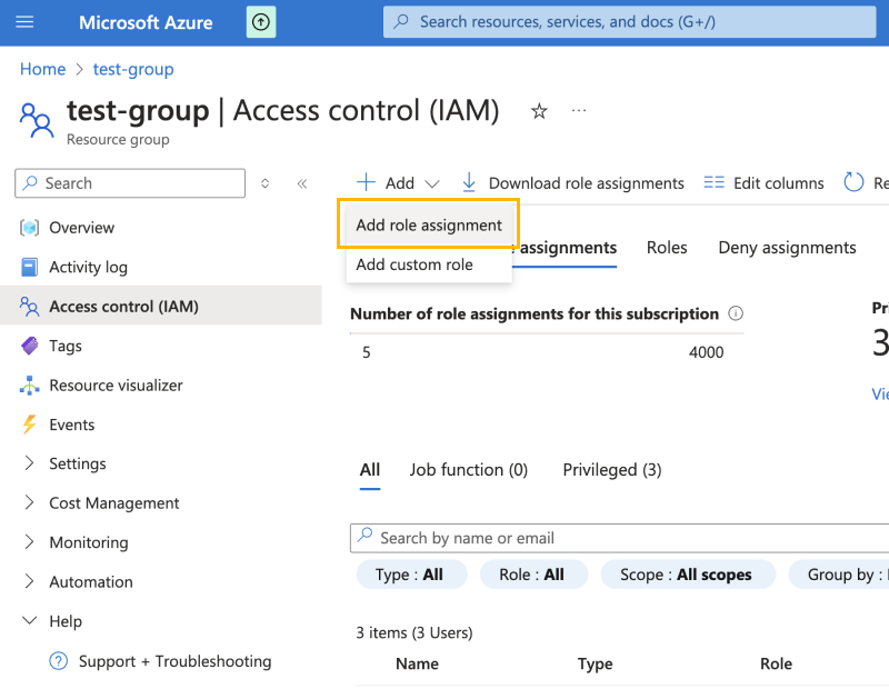 Azure - Add role assignment