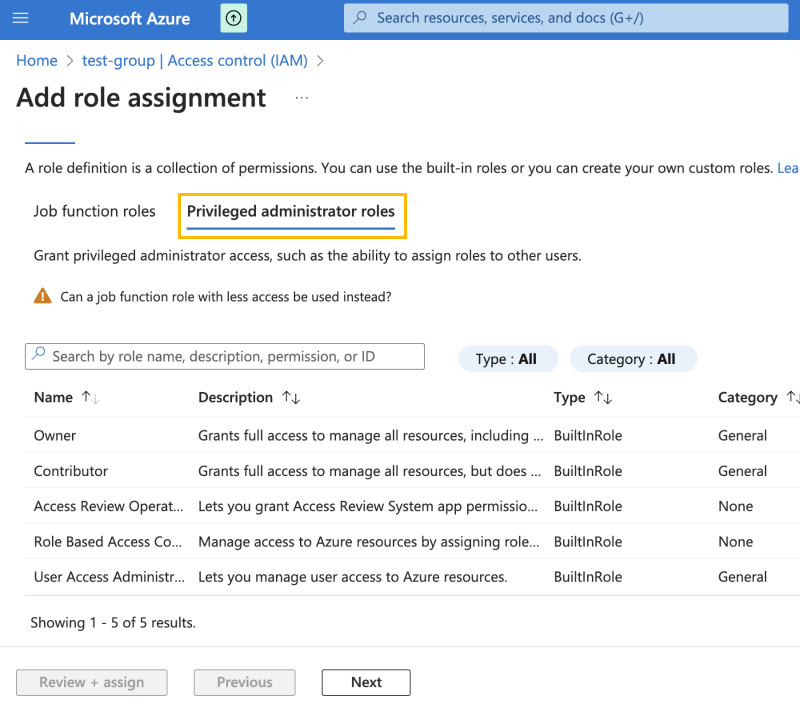 Azure - Privileged administrator roles